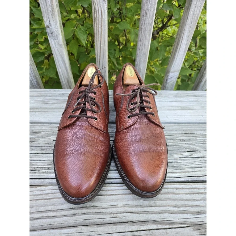 SALVATORE FERRAGAMO Dress Shoes Blucher Derby Brown Leather Men's 10.5 EE